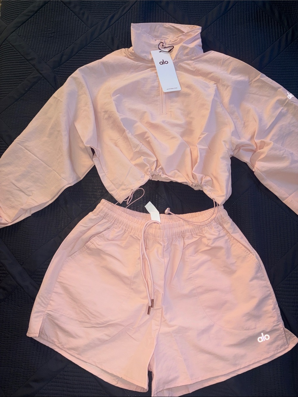 ALO Yoga Light Pink Drawstring Athletic Shorts